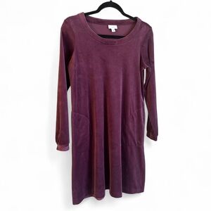 Pure J. Jill Timeless Purple Velour Velvet Long Sleeve Midi Dress size XS Petite